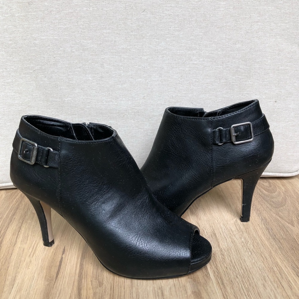 Madden Girl Ginny Black Ankle Open Toe Booties